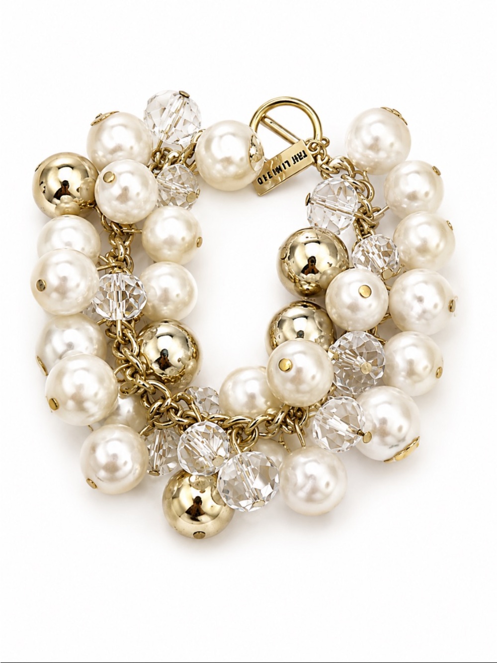 The Limited Pearl & Gold Multi-Strand Charm Bracelet